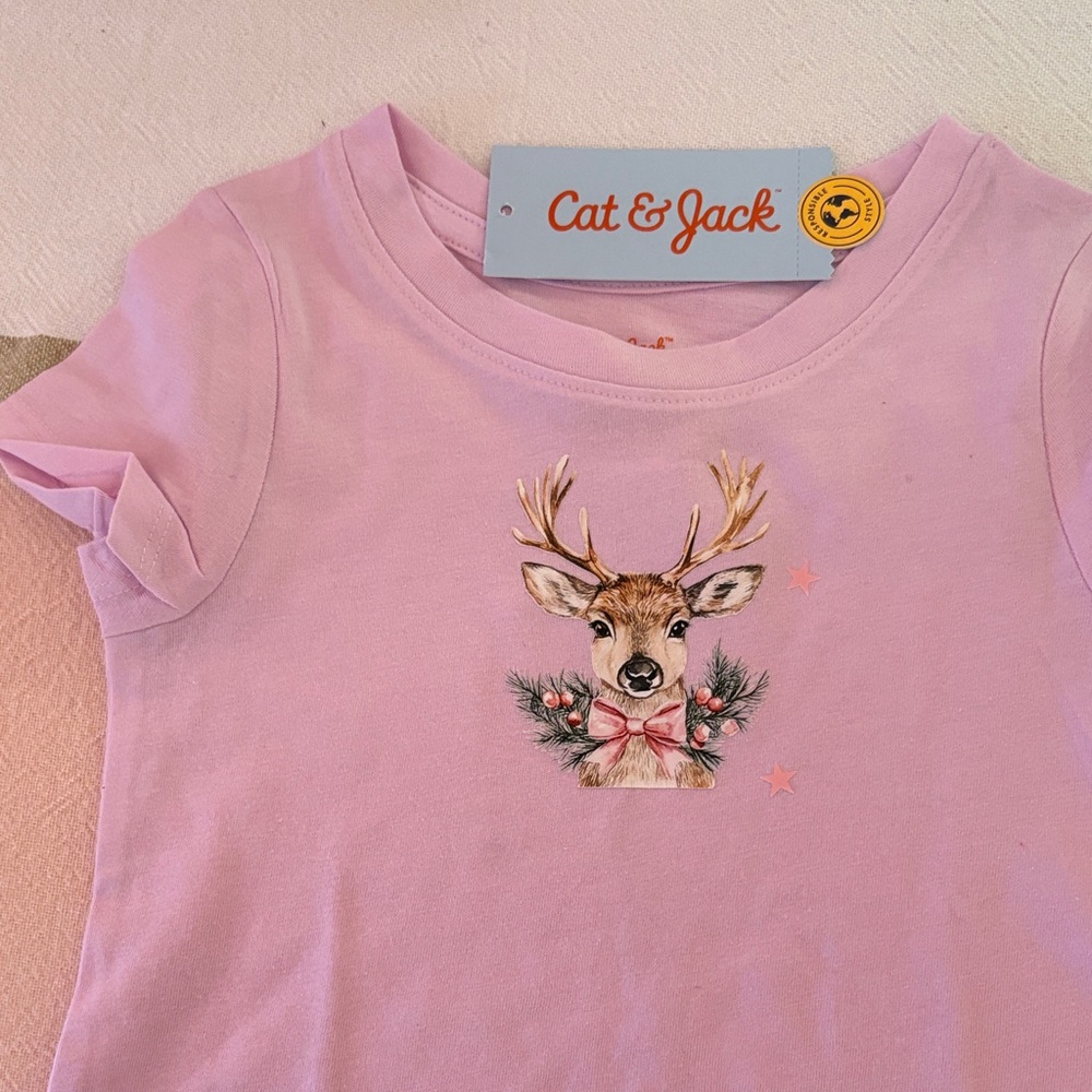 Cat & Jack Light Pink Deer Graphic Tee